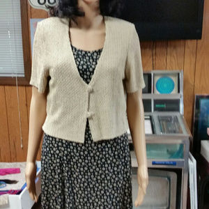 Shar Ade black& beige dress with jacket. Size 8p